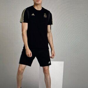 Adidas Real Madrid Climalite Short Sleeve T-Shirt Black/Gold Mens 2XL